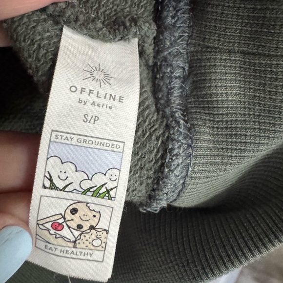 Aerie Olive V-Neck Cropped Sweatshirt - Picture 4 of 5